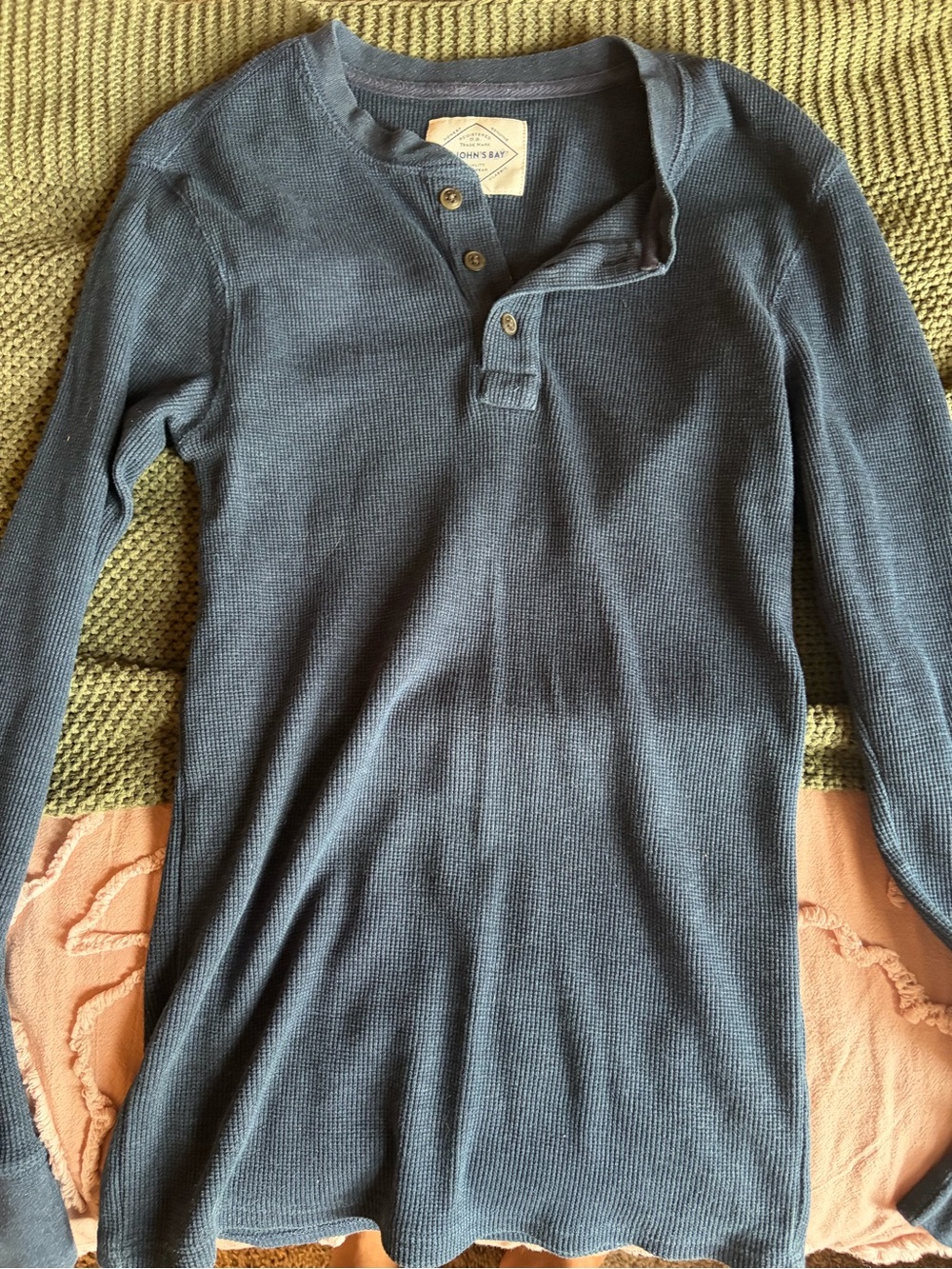 St. John's Bay Blue Waffle-Knit Henley Top